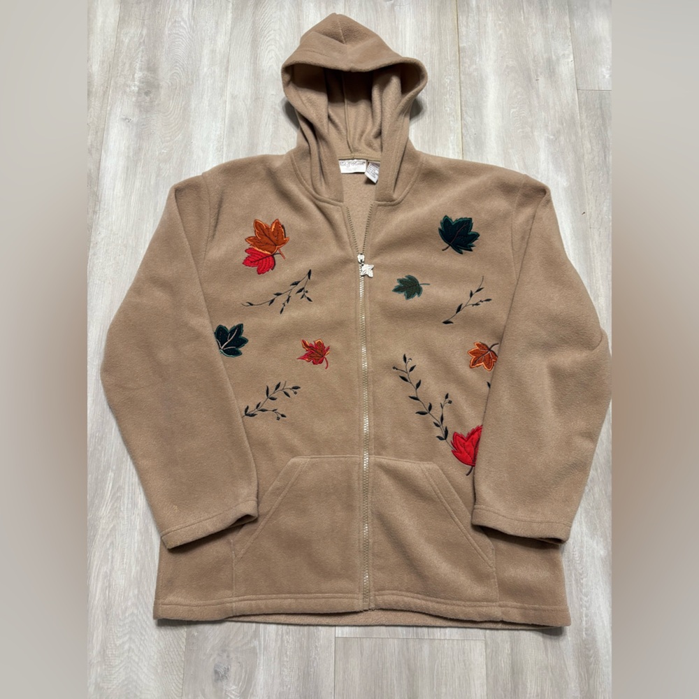 Embroidered Tan Hooded Jacket